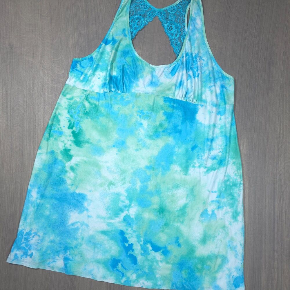 Secret Treasures Tie Dye Lace Back Chemise Nightgown Plus Size 3X